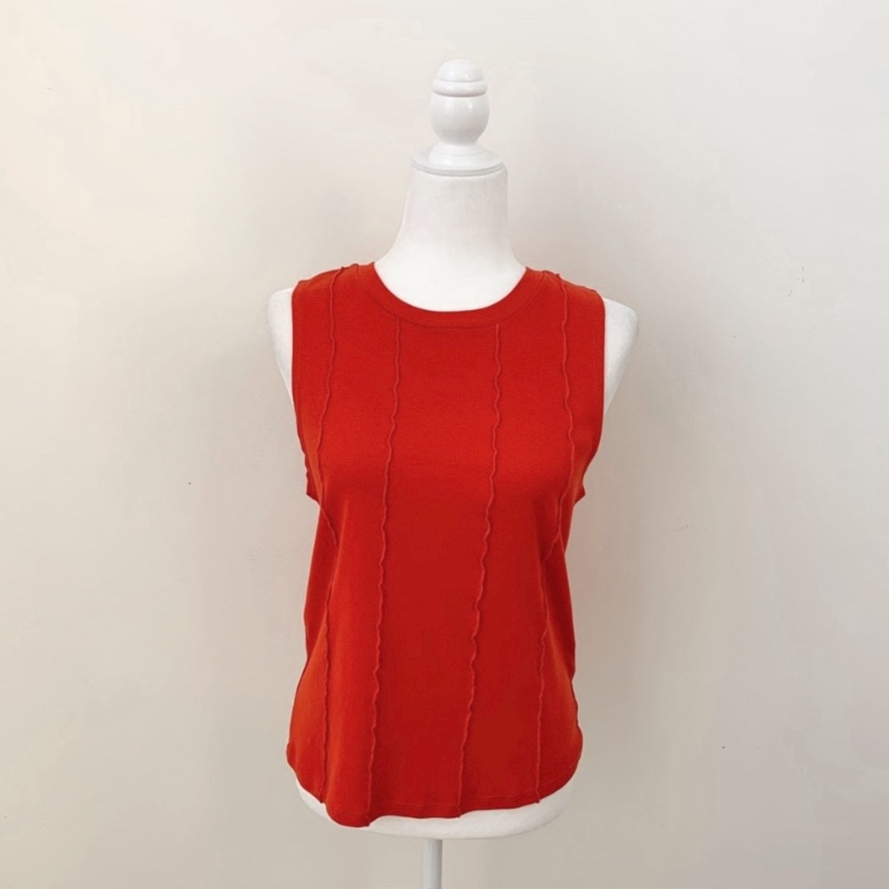 NWT Zara Red Lettuce Trim Detail Tank Top